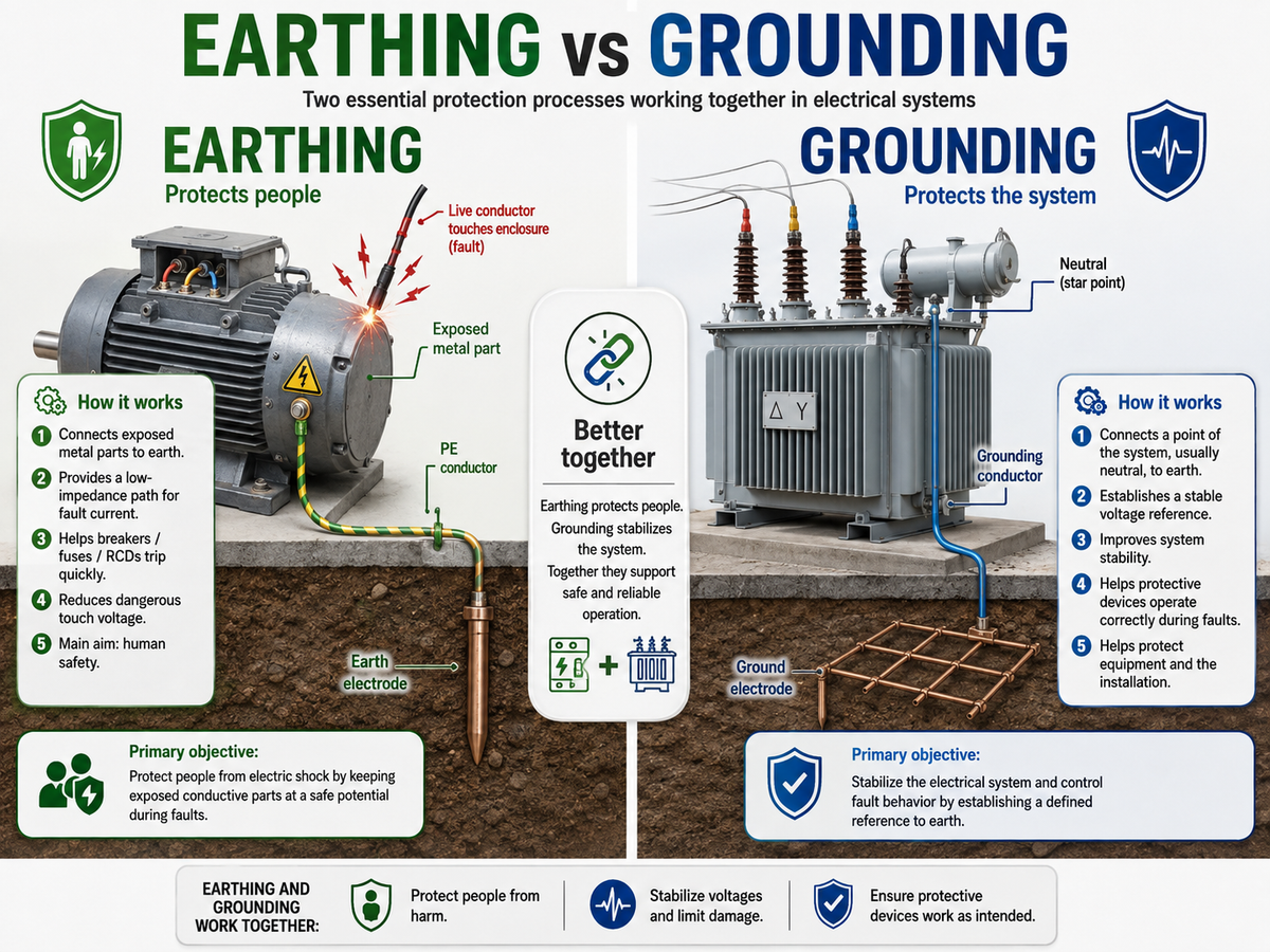 Earthing vs Grounding: Two Different Jobs, One Safe Electrical System