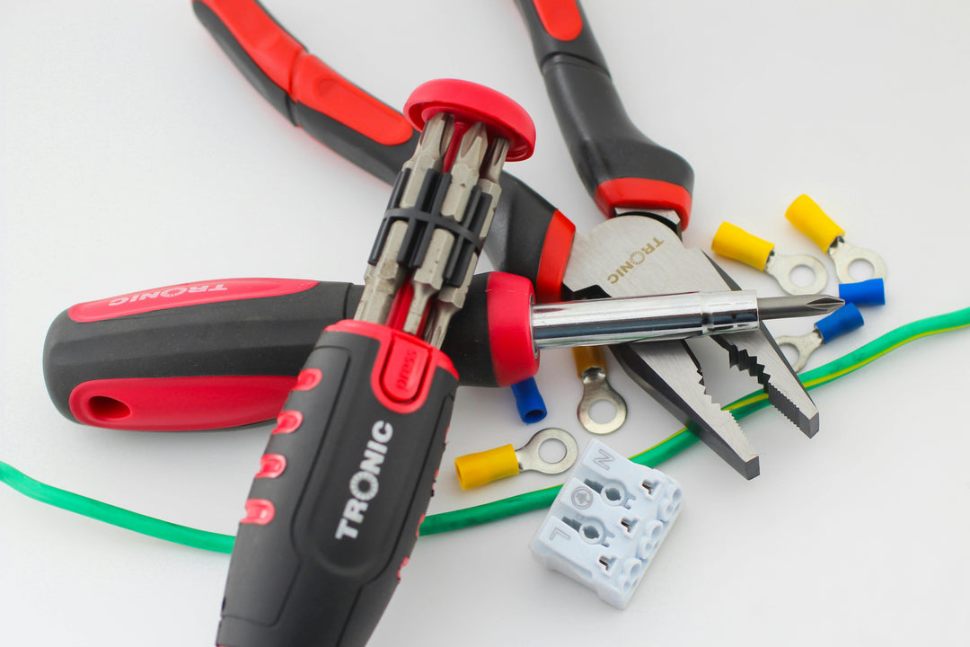 Variety of Electrical Tools on White Surface